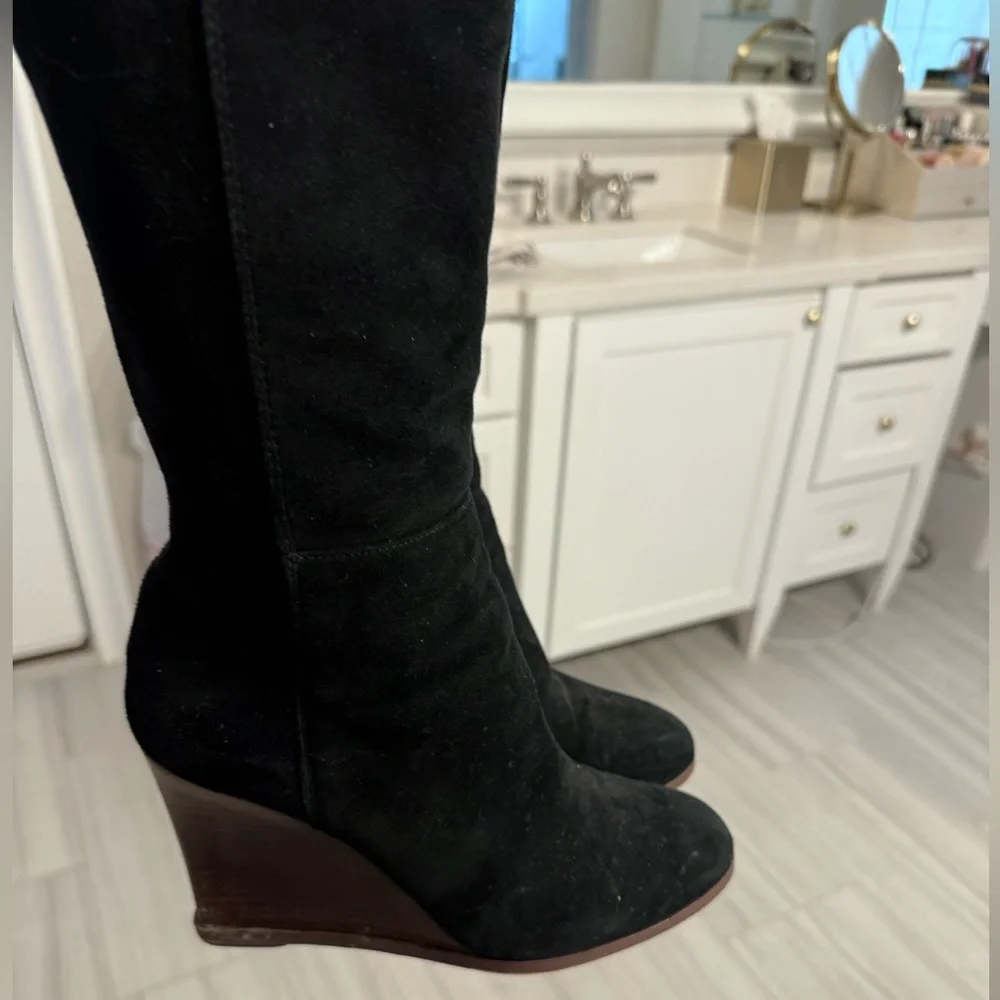 Vince Camuto Black Suede Leather Over the Knee boots Size 9
